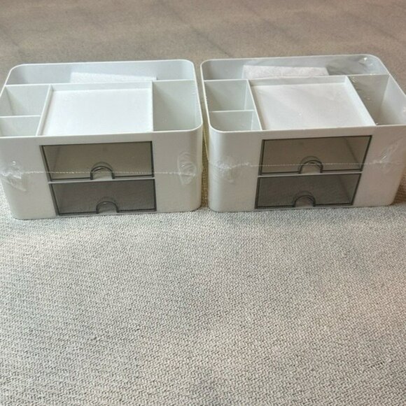 NEW Set of 2 Organizers Bathroom Home Decor Storage Mini Drawers White - Picture 1 of 9